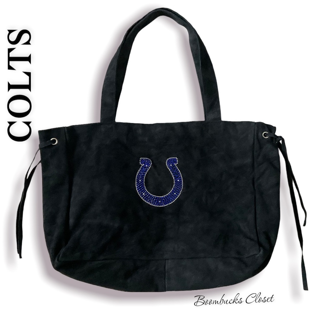 New Colts Tote Bag Rhinestone Colts Logo Large Size, Suede bag